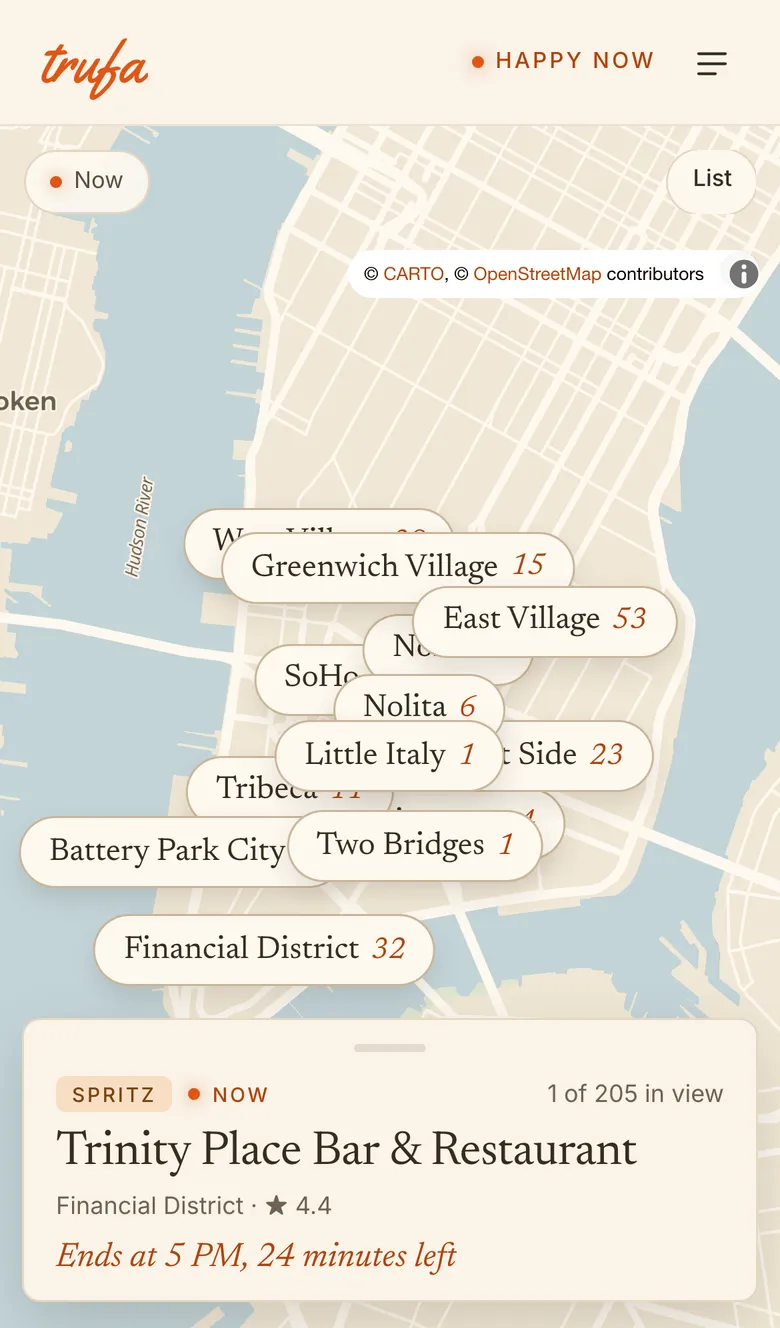 Screenshot: The map
